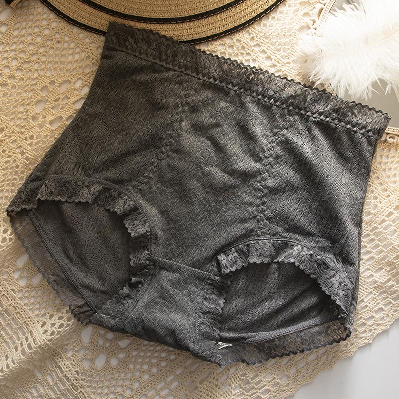 High Waist Lace Silk Panties for Women - Antibacterial, Breathable, Cotton Crotch, Sexy Large Size Briefs