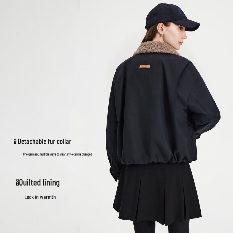 Navigare Women's Winter Padded Jacket with Detachable Fur Collar