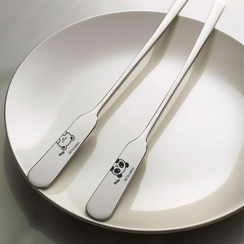 2/4pcs Cute 304 Stainless Steel Butter Knife Bread Toast Jam Spatula Spreader Long Handle Cheese Cutter Kitchen Tools