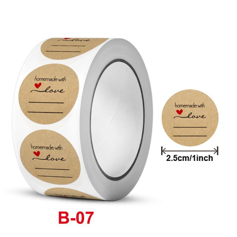 500Pcs/Roll Kraft Paper Thank You Stickers With Assorted Designs Strong Adhesive For Small Business Packaging Gift Wrapping