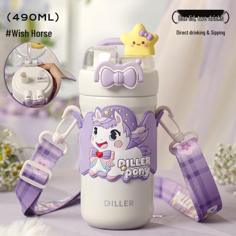 Dilebell 316 Stainless Steel Dual-Drink Insulated Straw Bottle