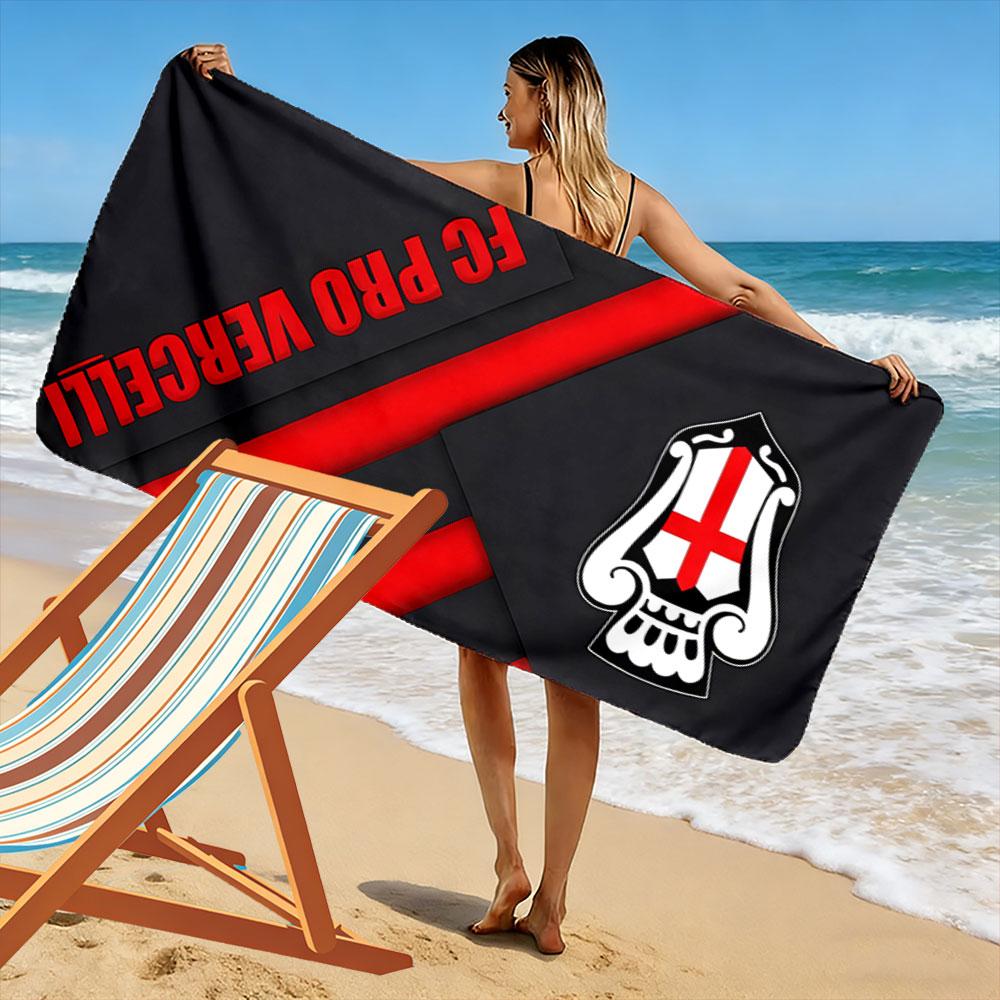 Beach Towel with FC Pro Vercelli Club Badge, Quick Dry Lightweight, Ultra Soft Absorbent, for Vacation Pool Gift