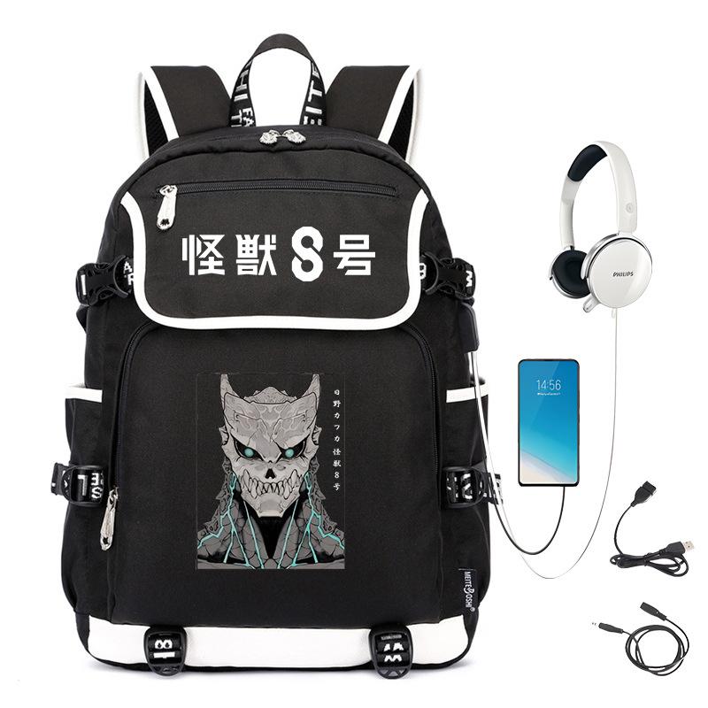 Monster No. 8 Peripheral Personalized Printed Backpack with USB Interface Cross-border Korean Edition Student Leisure School Bag