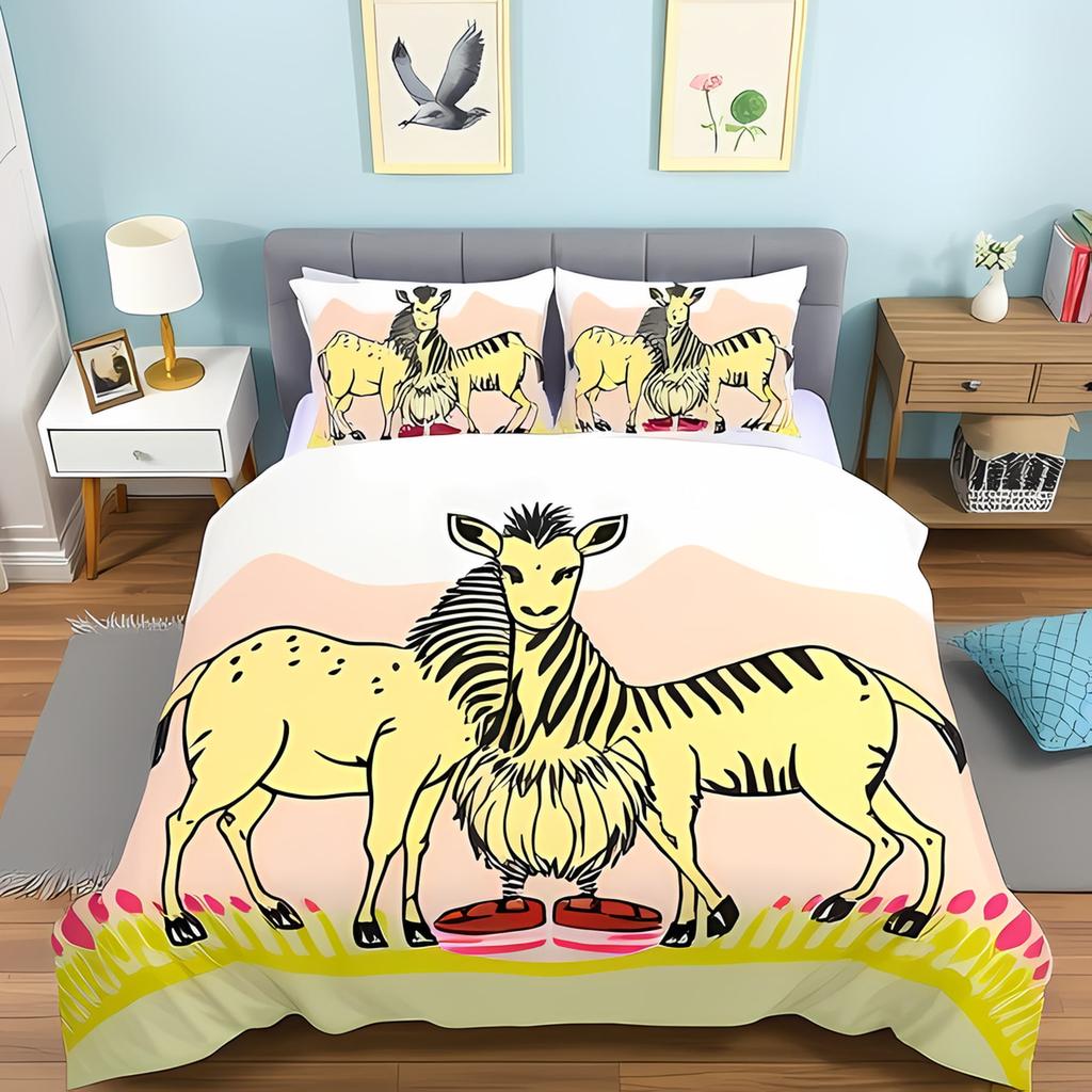 Comforter Whimsical Zebra Print White Playful Bedroom Suitable Children Boys And Girls Warm And Comfortable