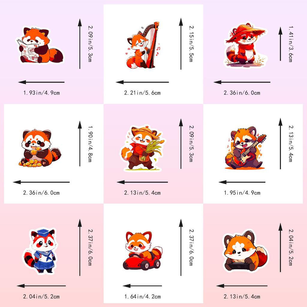 50 Cartoon Little Panda Stickers New Product Cute Little Animals Red Panda Little Panda Cartoon