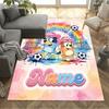 Football Fun Bluey Customize Your Name Area Rug Design for Hallway Bedrooms Entryway Study room Antislip Carpet Anime Office Decor Wedding Party Gift