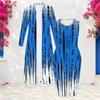 Women Plus Size Two Piece Set Long Sleeve Open Front Cardigan Sleeveless Crew Neck Bodycon Printed Dress