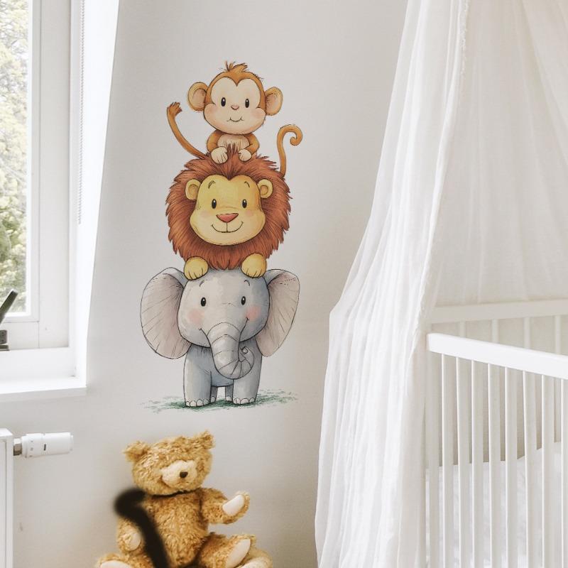 Forest Animals Wall Sticker for Children's Rooms Boys Girls Baby Room Decoration Wallpaper Monkey Elephant Lion