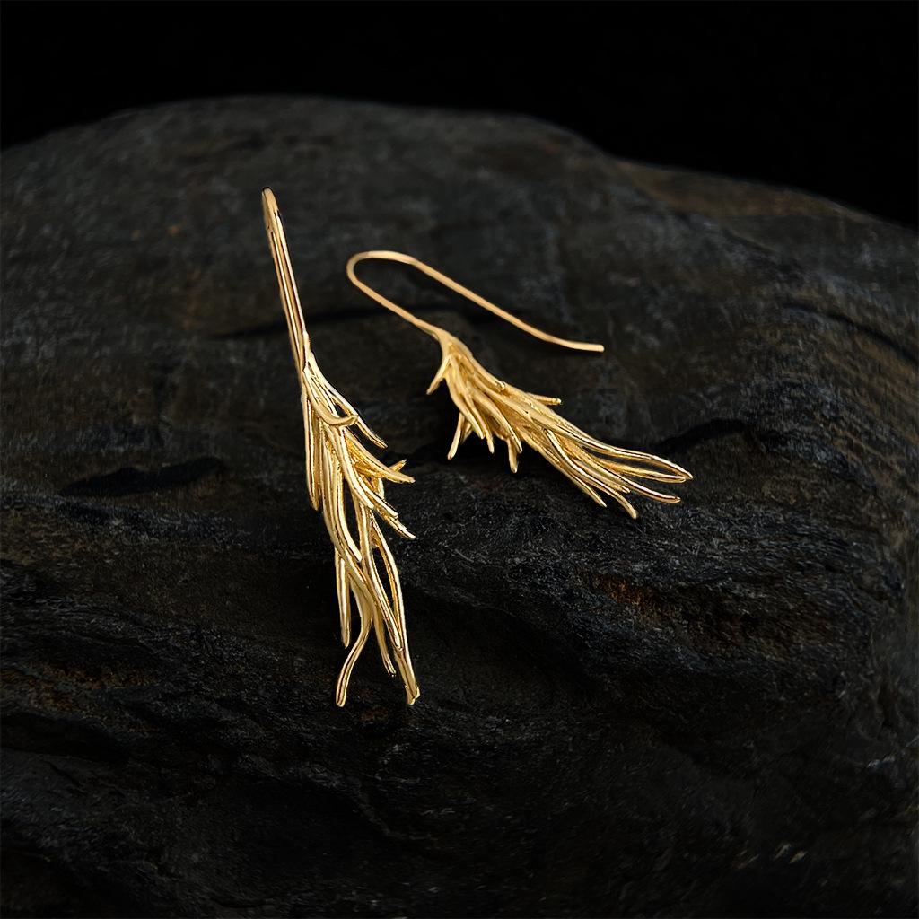 Elegant Japanese-Inspired 18K Gold-Plated Long Tassel Earrings