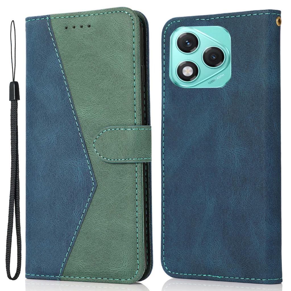 For Honor 400 Lite 5G Case Color Splicing Wallet Stand Leather Phone Cover with Wrist Strap