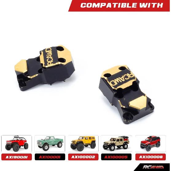 RCAWD 12g Brass Axle Housing Diff Cover Third Member Housing 2pcs for Axial SCX24 Wrangler Bronco Gladiator C10 Deadbolt Upgrade Parts (Black)