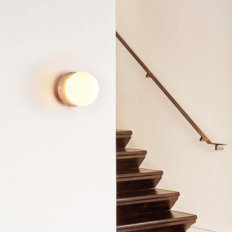 Cream Wind Bedroom Bedside Wall Lamp Round Ball Restaurant Retro Japanese wabi-Sabi Style Medieval Bathroom Porch Atmosphere Wal