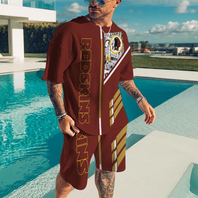 Traje de Ropa Deportiva para Hombre Rugby Camisetas Casuales de Manga Corta con Cuello Redondo Estampadas en 3D Conjuntos Cortos de 2 Piezas Playa Oversize Ropa de Hombre