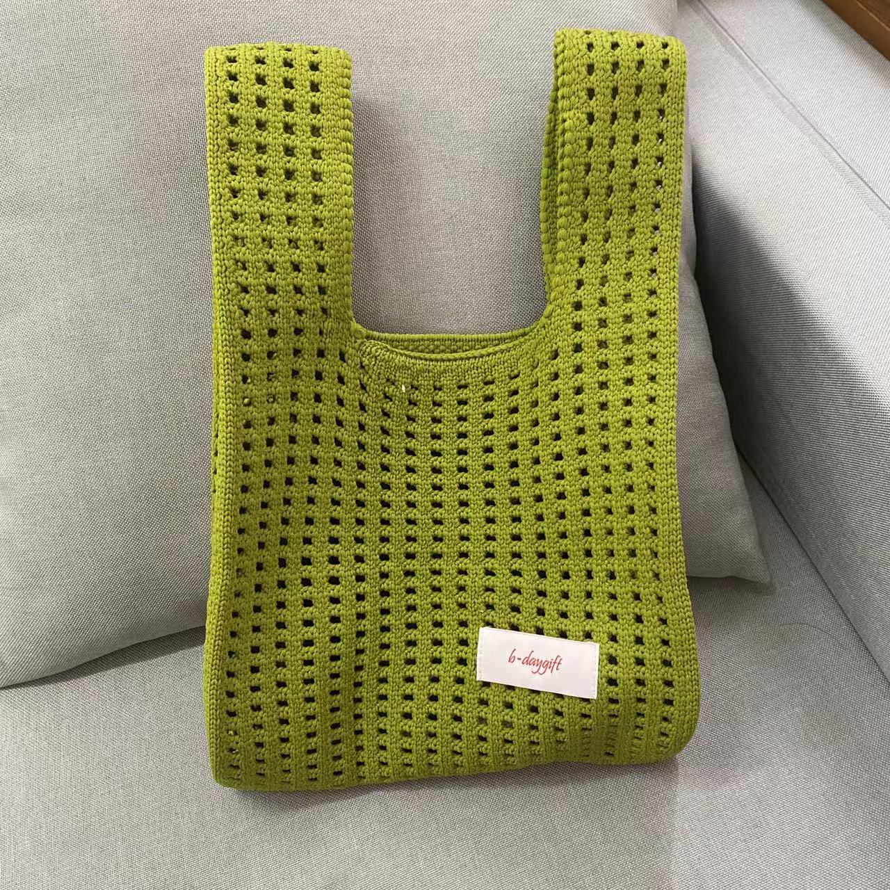 

Вязаная сумка на одно плечо для девочек, полая сумочка, модная женская сумочка, сумки-тоут зелёный