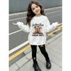 Girls' Cowboy Boots Casual Comfortable Soft Loose Pullover Sweatshirt and Leggings 2-Piece Set, New Autumn/Winter, Playful, Sweet and Cool Style