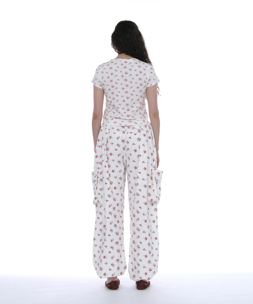 PARTIMENTO WOMEN Floral Print Short Sleeve Tee_White