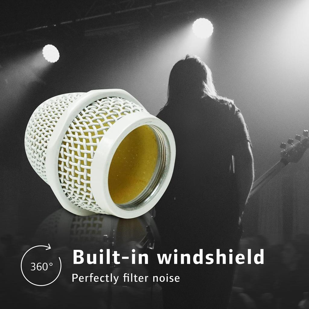 CAROL E dur-916S White Microphone, XLR Microphone, Dynamic Microphone, Unidirectional Microphone with XLR Cable, Low Noise Recording, Singing, Live