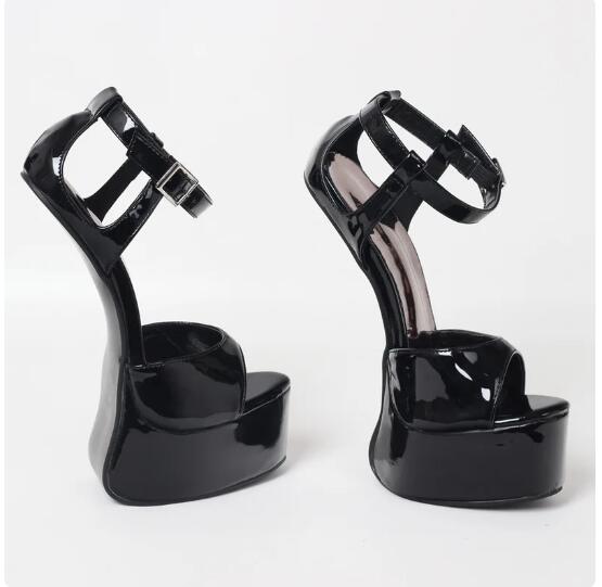 

Мода 22СМ Высокие Клинья Без Каблука Платформы, Открытый Носок, Женская Сексуальная Летняя Обувь, Мужские Косплей Сандалии, Пряжка на Щиколотке, Черный, Индивидуальные Цвета 45