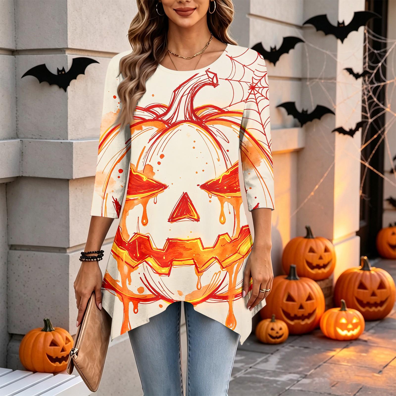 Women s Casual Three-Quarter Sleeve Pullover Top for Everyday Wear L