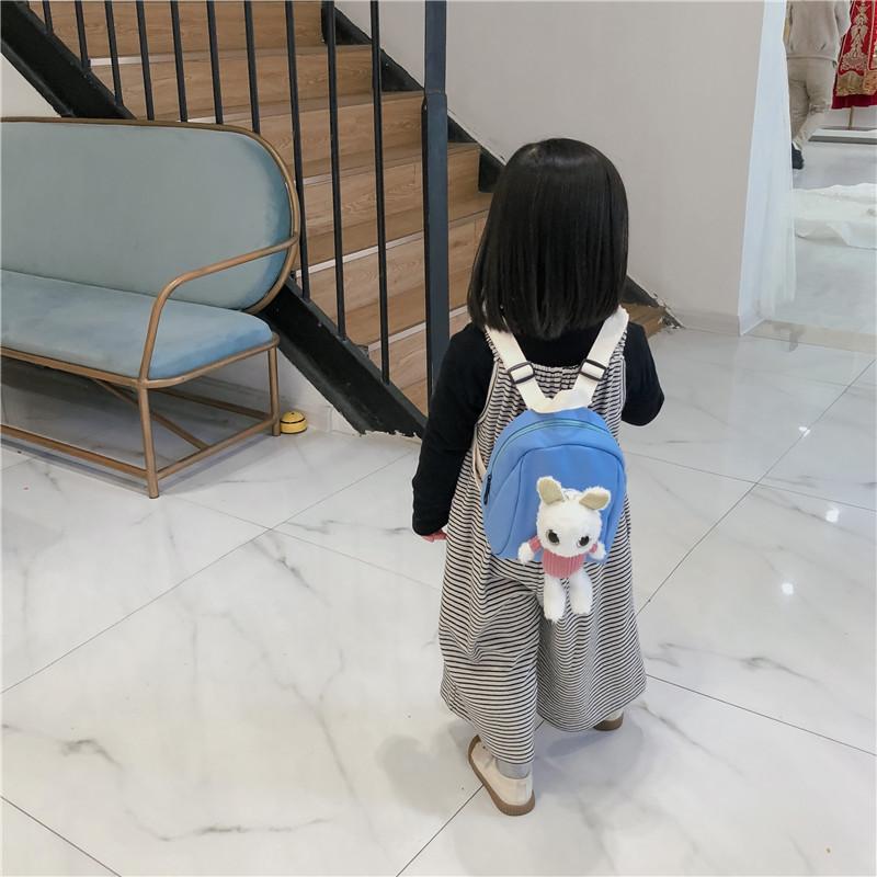 Cute White Belt Pants Cow Rabbit Cat Plush Toy Decoration Children Backpack