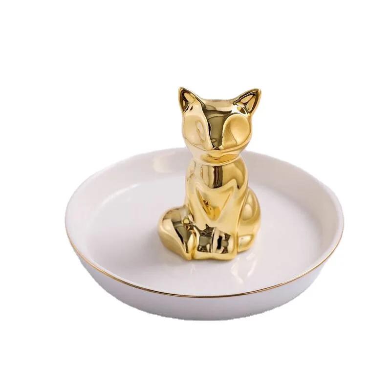 Ceramic Handicrafts Creative Fox Jewelry Tray Home Decoration Accessories Desktop Storage Ornaments