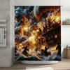 Adventure-themed Shower Curtain Featuring Epic Sea Battle with Pirate Ships, Perfect for Adding a Touch of Excitement To Your Ba