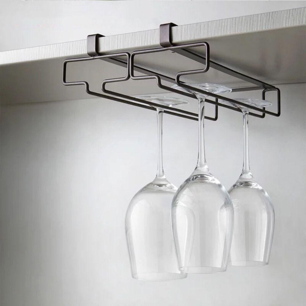 Durable Goblet Storage Shelf Two rows Kitchen Storage Shelf Wine Glass Holder  Under Cabinet