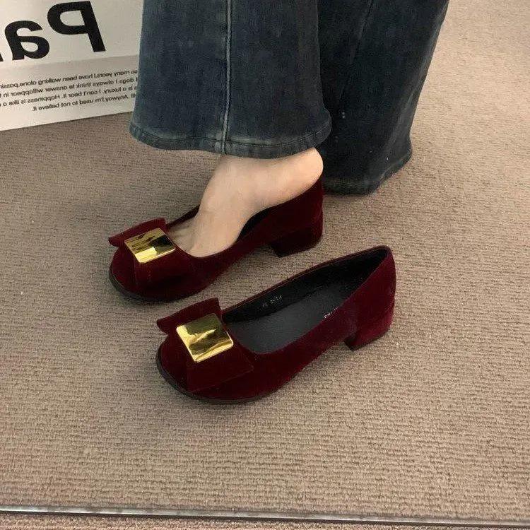 

Женские туфли-лодочки Лоферы Массивный каблук с бантом Блочный каблук Низкие Элегантные туфли для женщин Молодежные Быстрая доставка Шикарный Острый носок 39 Y2k Весна 40