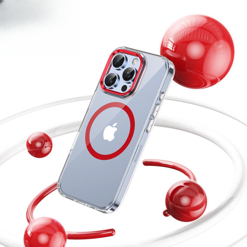 Suitable for IP16 Metal Lens, Apple 15pro Ice-sensing Glass Magnetic Case, 12 Fully Wrapped Anti-drop Phone Case