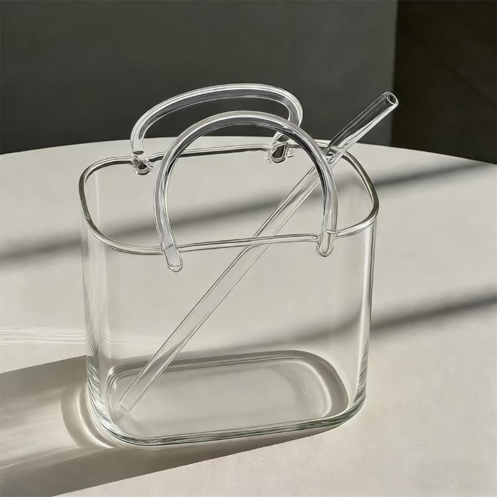 Portable Handbag Glass Cup,Creative Cocktail Glasses Cups,Funny Fruit Wine Glass Cups,Ins Style Bag Glass With Straw,Bar Tools
