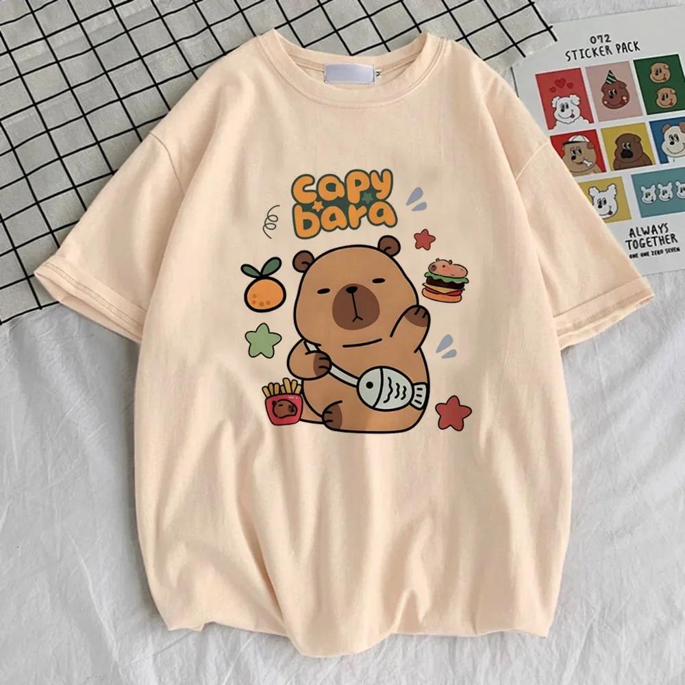 Round Neck T-shirt Cute Tops Women Clothes Capybara Kapibara Women Fashion T-shirts