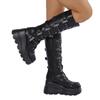 Punk Style Women's Boots Fashion Belt Buckle Designer Women Boots  High Quality Leather Boot Women's Knee-high Boots Knight Boot