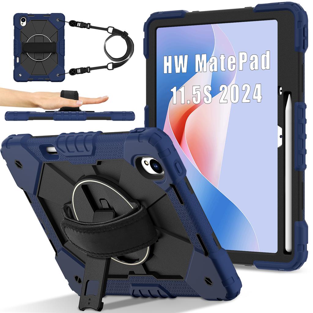 Stand Armor Case for Huawei MatePad 11.5 S 2025 2024 SLG-W50 SLG-W10 TGR-W09 360 Rotating Heavy Duty Cover with Shoulder Strap