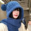 Meier Hairball blue balaclava hat, girls winter thickened warm knitted hat