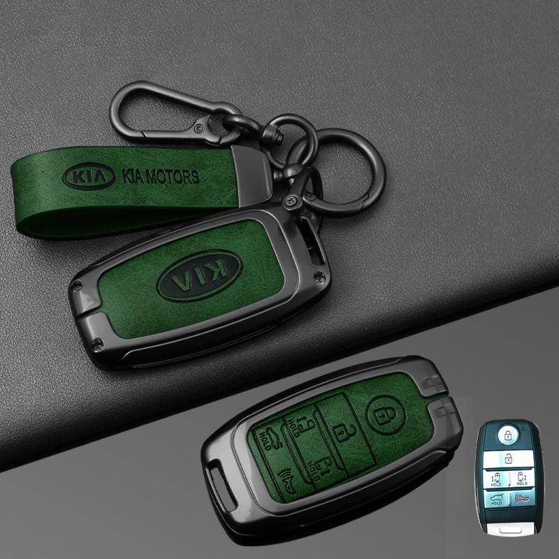 2026 Hot Car Sticker Zinc Alloy Leather Car Remote Key Case Cover Holder Shell For KIA Sedona Grand Carnival Sorento Protector K