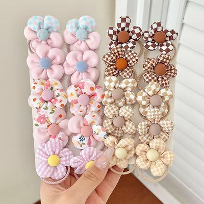 10pcs/Set Sweet Flower Shaped Hair Ties Elastic Hairbands Baby Colorful Ponytail Holders Rubber Band For Toddlers Kids