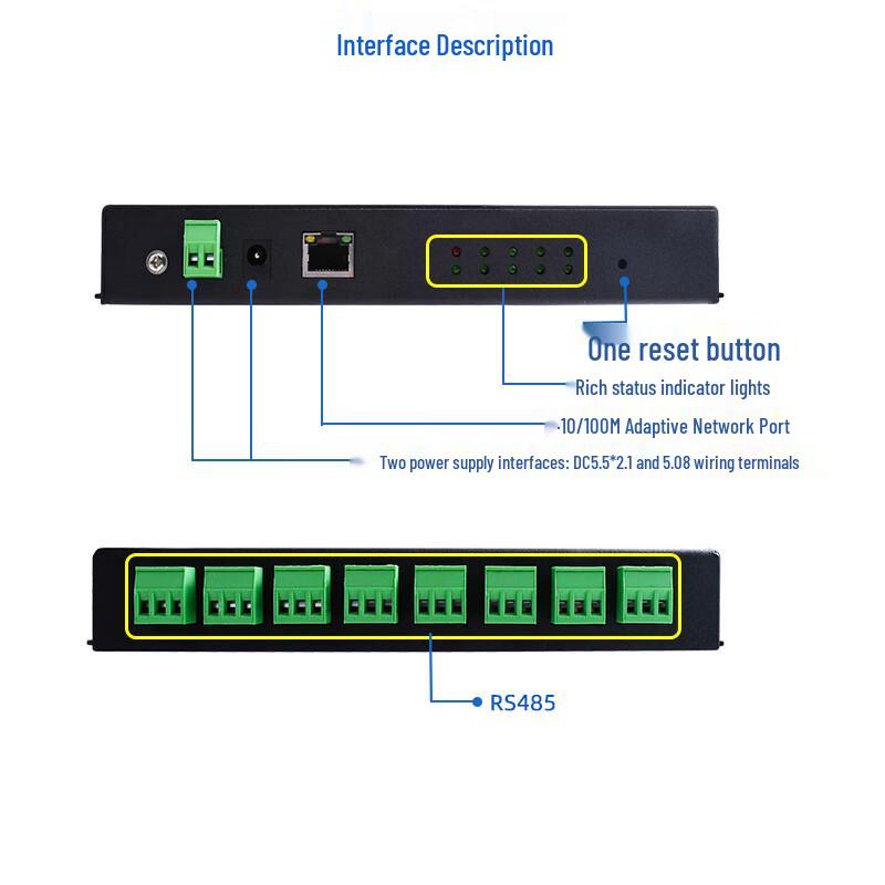ZQWL 8-Channel Industrial Serial to Ethernet Server