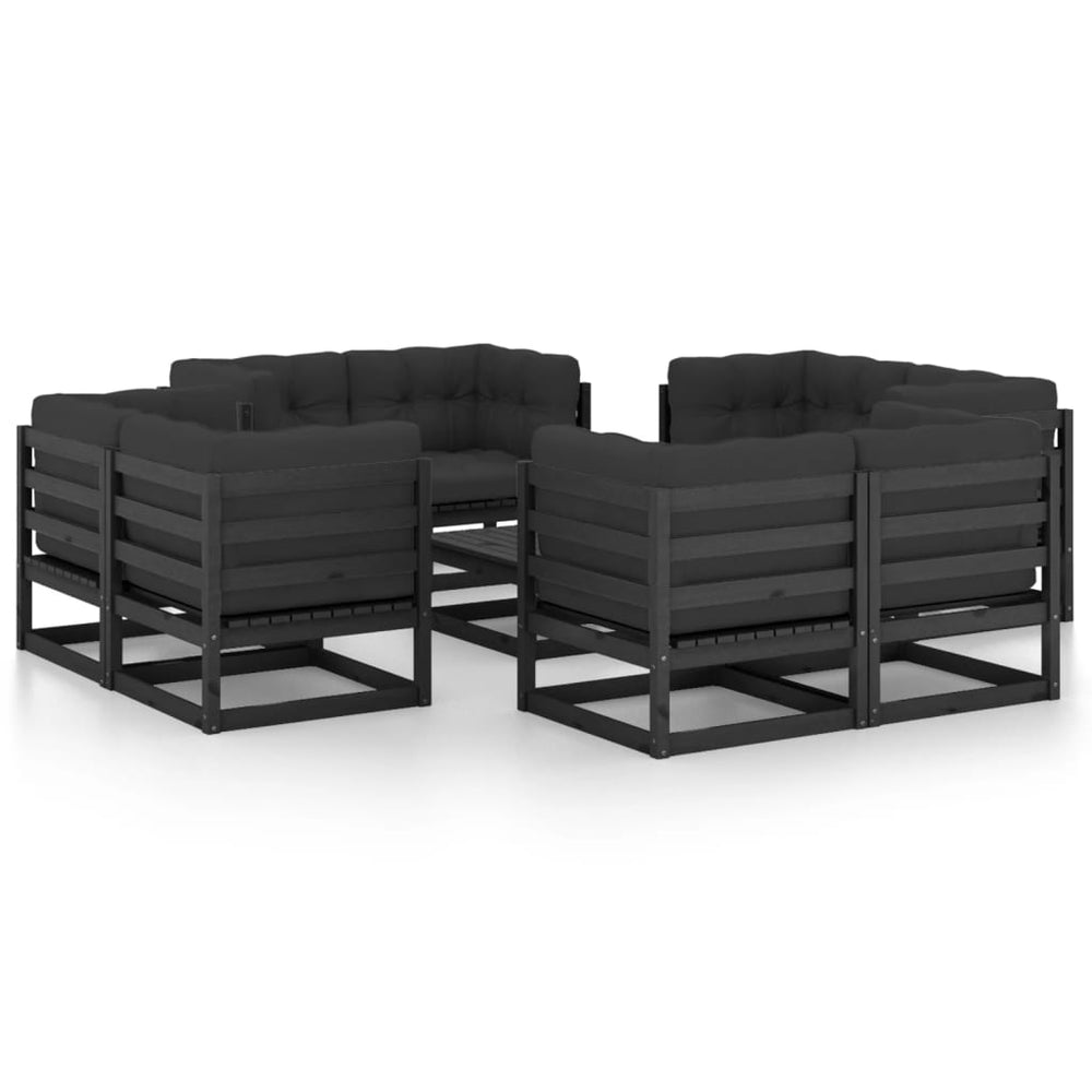 Salon de jardin 9 pcs avec coussins Bois de pin massif