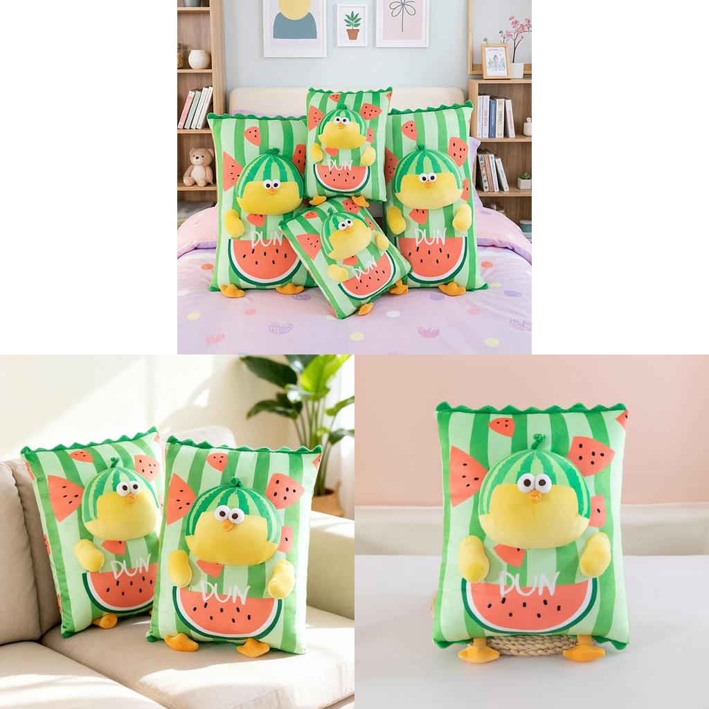 Wassermelone Dundan Hähnchen Cartoon Plüschkissen für Sofa Bett Auto Lendenstütze
