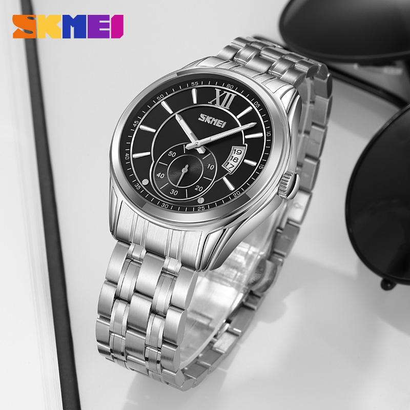 SKMEI 9319 Brand Fashion Trend Men Watch Waterproof Steel Calendar Luminous Quartz Watch Business Clock Gift Wristwatches