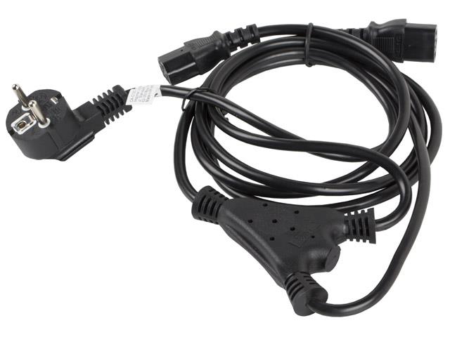 Kabel zasilający Y Lanberg CEE 7/7 -> 2x IEC 320 C13 (2 zasilacze) 1,8m czarny