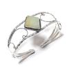 Aquamarine Gemstone Handmade 925 Sterling Silver Cuff Bangle Adjustable SU-10163