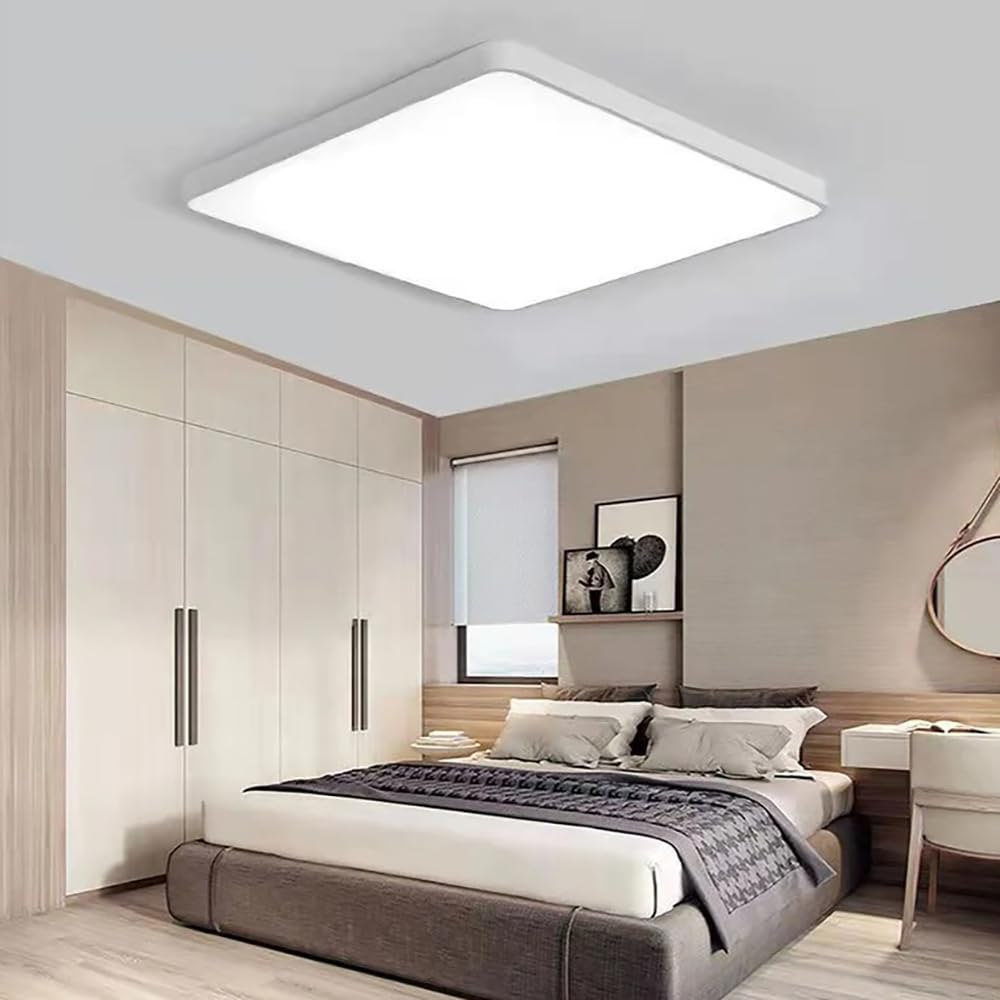 Dimmbare LED-Deckenleuchte, flach an der Decke montiert, mit einstellbarer Lichtfarbe, nah an der Decke, moderne quadratische Leuchte für Schlafzimmer, Küche