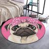 Cute Dogs Pattern Round Rug Adorable Puppy Pattern Carpet Soft Non-Slip Circle Floor Decor Mat for Living Room Bedroom Hallway