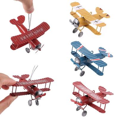 Miniatures Home Desktop Decoration Craft Ornament Tin Plane Vintage Small Aircraft Model Ornaments Creative Car Interior