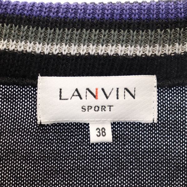 LANVIN combination Zip jacket 38 Black series Knit switching Women Used