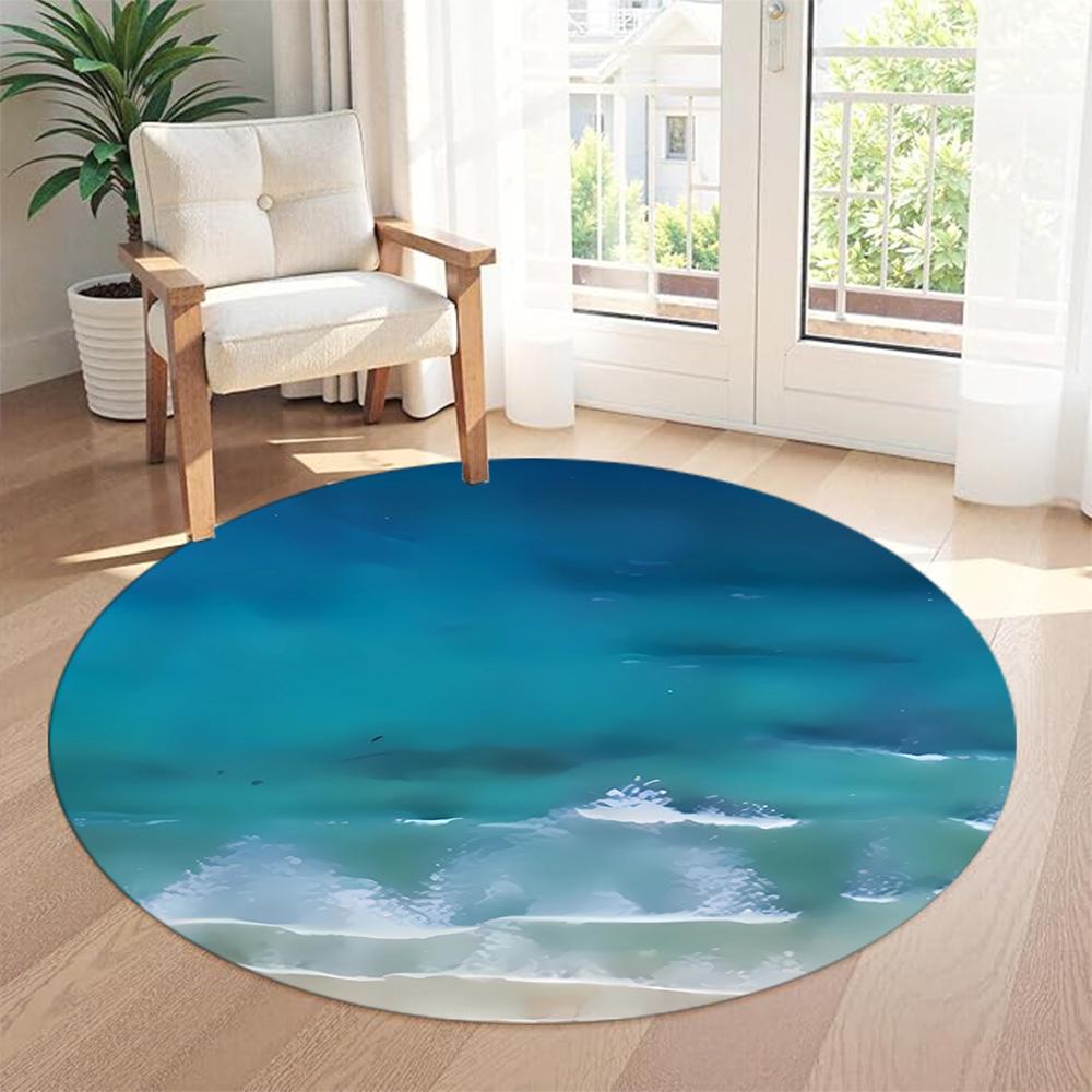 Coconut Tree Round Floor Mat Suitable for Living Rooms Foyer Hallway Study room Anti-slip Round Rug Office home decor
