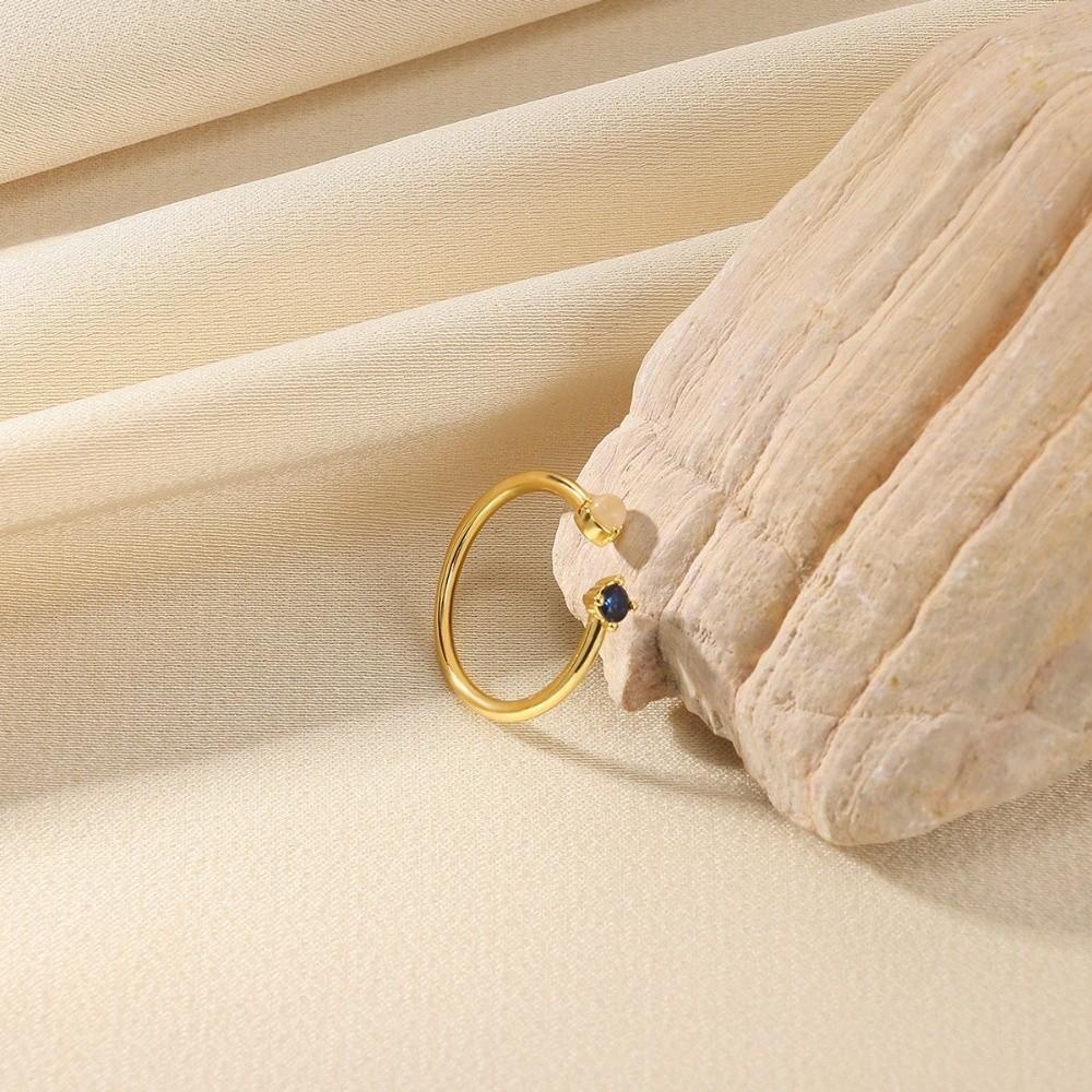 Gold Zirconia Birthday Rings Colorful Cubic Fashion Jewelry Trendy Opening Rings  Special Occasions