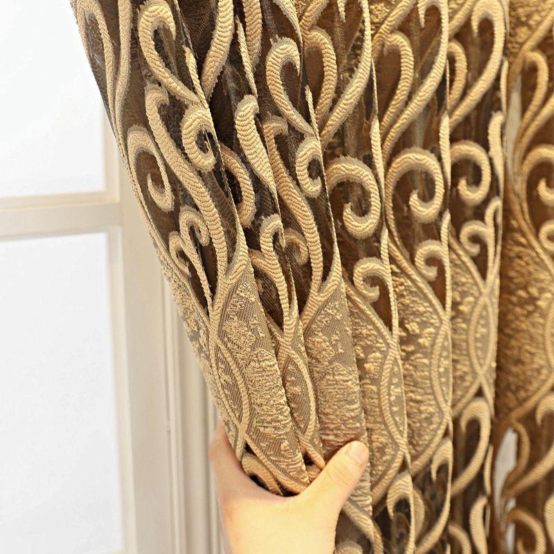 1 stuks Elegante Gouden Jacquard Raamgordijn voor Woonkamer, Slaapkamer en Balkon - Perfecte Huisdecoratie