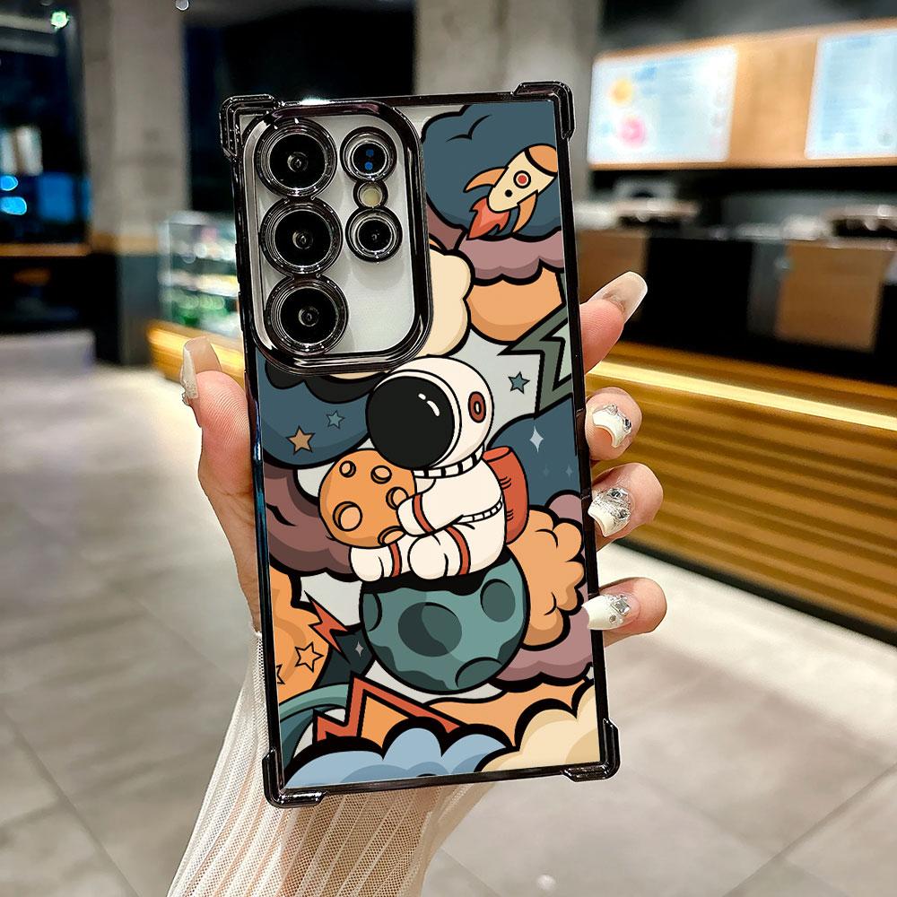 Cute Astronaut Planet Spaceman Coque For Galaxy S26 Ultra Phone Case For Samsung S26 S25 S24 S23 S21 Ultra S20 FE S25 Plus Cover
